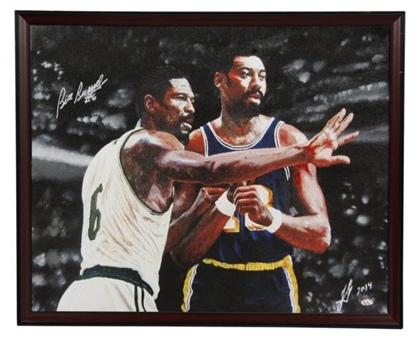 Bill Russell Signed Canvas with Wilt Chamberlain